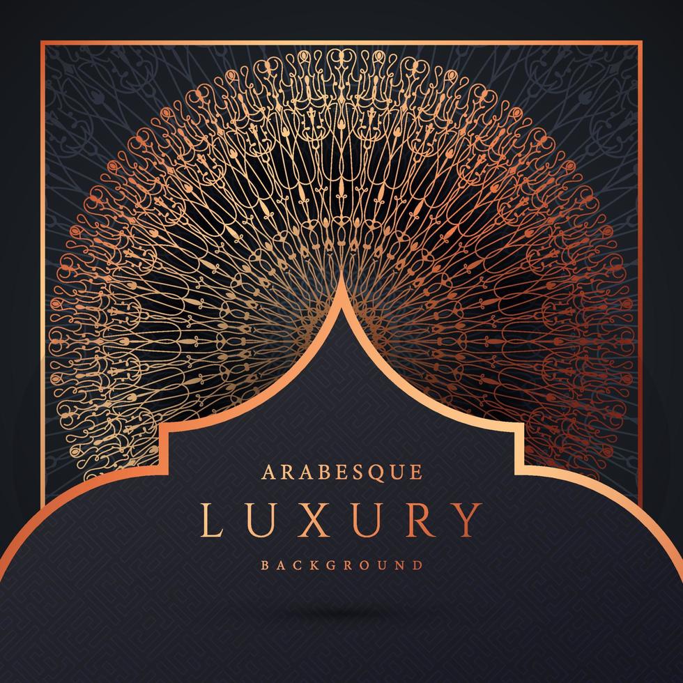 luxe mandala achtergrond met gouden arabesque patroon gouden kleur. sieraad elegante uitnodiging trouwkaart, uitnodigen, arabesk patroon, islamitisch, achtergrond dekking banner illustratie vector ontwerp