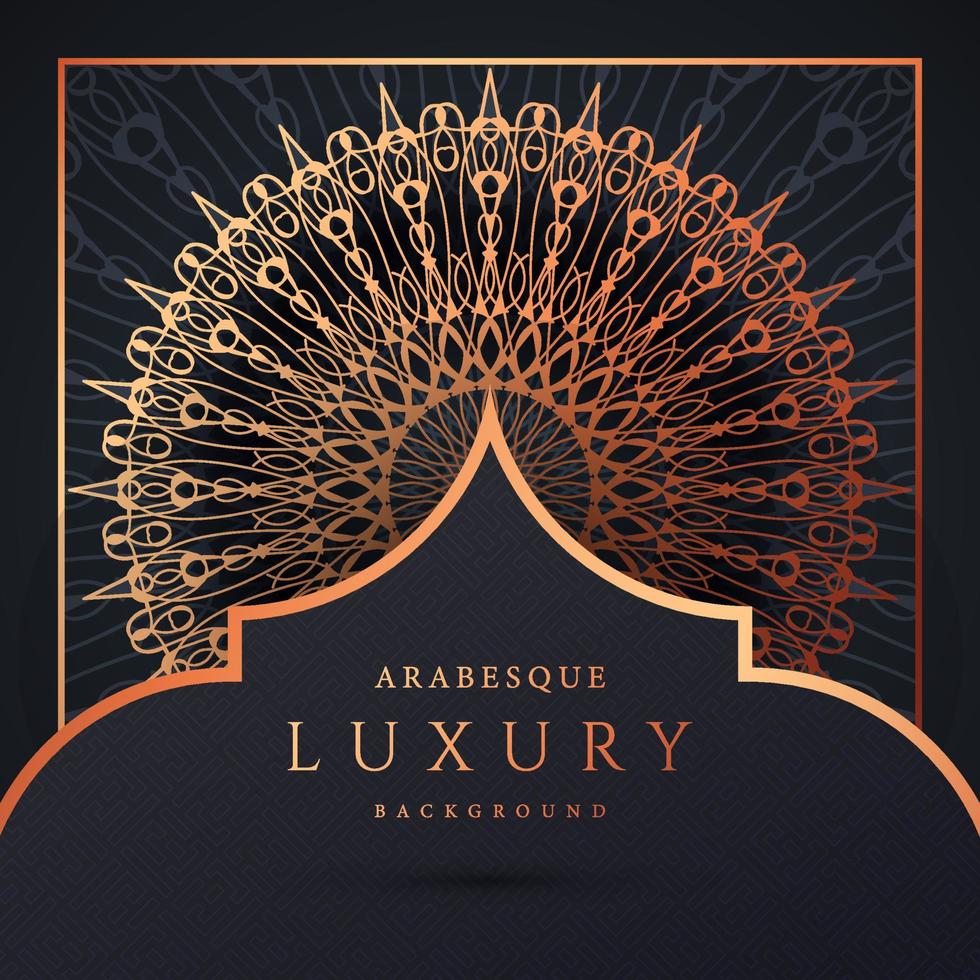 luxe mandala achtergrond met gouden arabesque patroon gouden kleur. sieraad elegante uitnodiging trouwkaart, uitnodigen, arabesk patroon, islamitisch, achtergrond dekking banner illustratie vector ontwerp