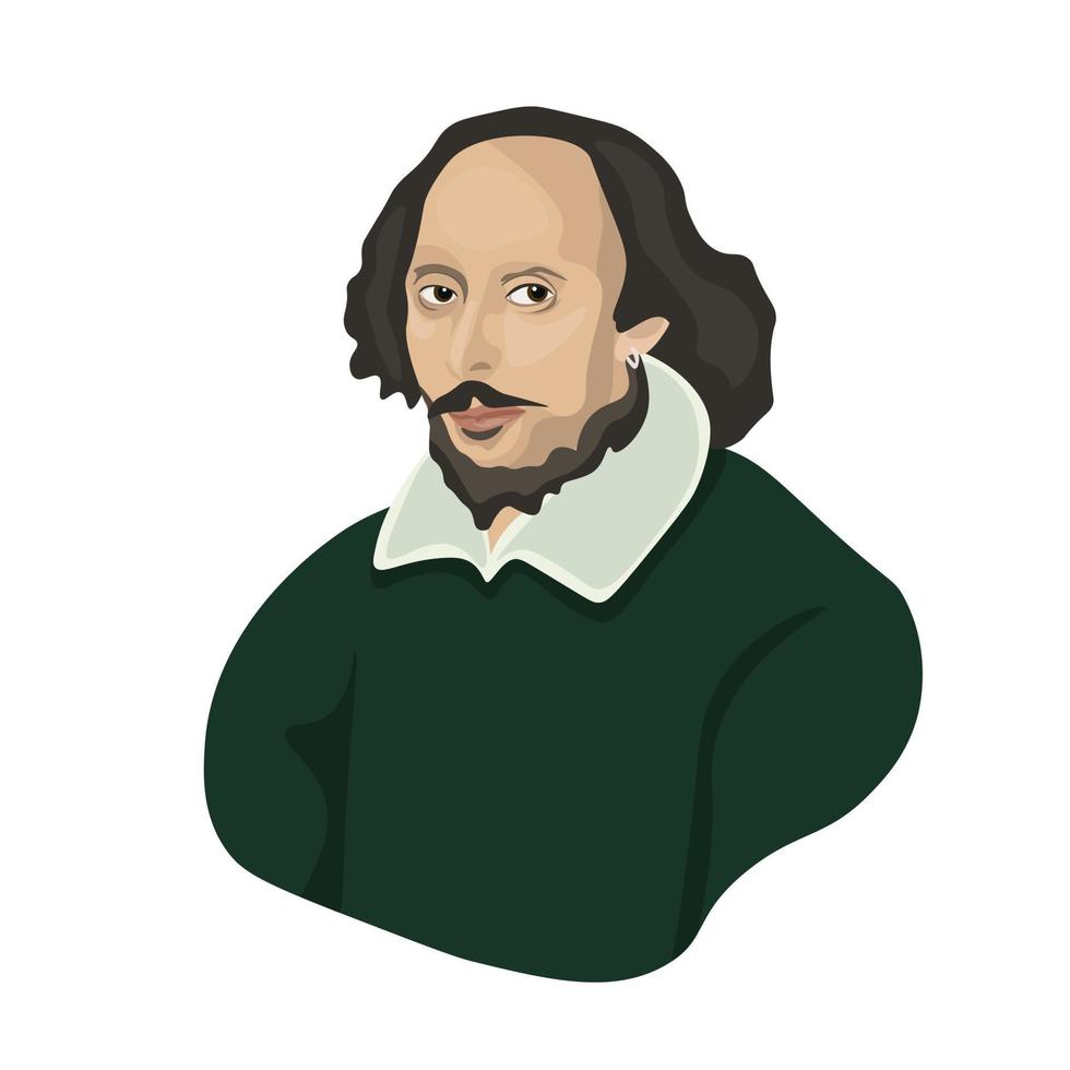 Engelse dichter en toneelschrijver William Shakespeare, vectorportret vector