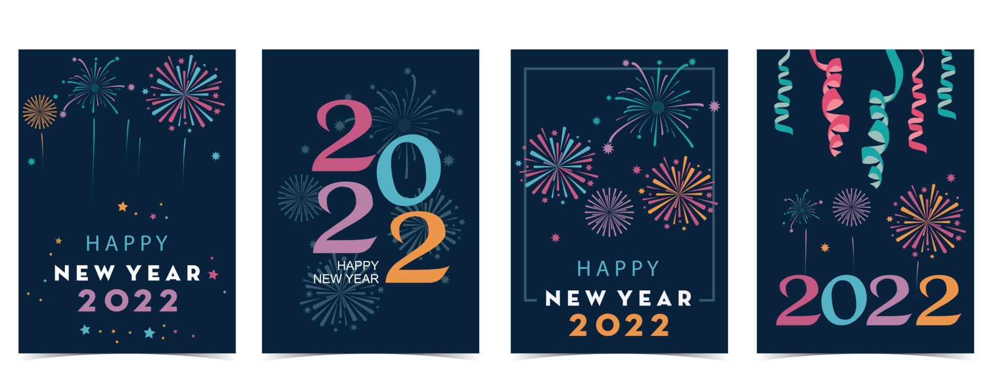 nieuwjaarskaartcollectie met vuurwerk, frame, star.vector afbeelding voor poster, postkaart, banner, dekking vector