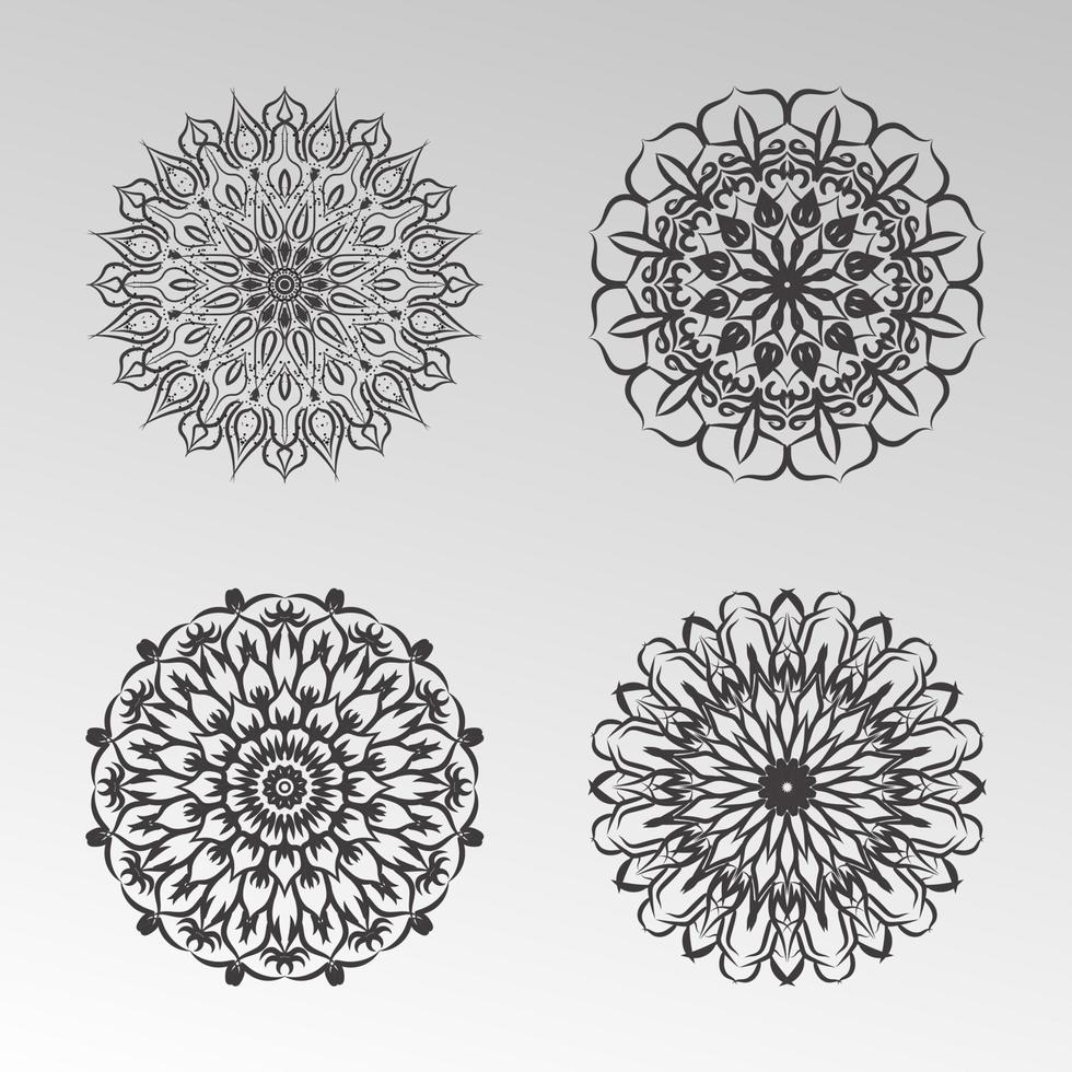 collecties cirkelvormig patroon in de vorm van een mandala voor henna, mehndi, tatoeages, decoraties. decoratieve decoratie in etnische oosterse stijl. kleurboek pagina. vector