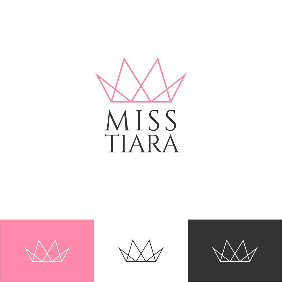 vintage elegante gouden tiara logo symbool. luxe geometrische koninklijke logo teken merk. abstract schoonheidsverzorging gezichtsmode make-up huidverzorging cosmetisch pictogram vector design