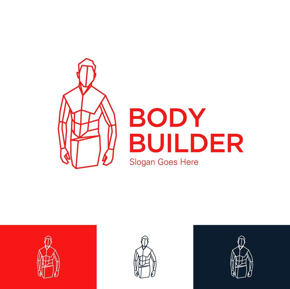 vector illustratie spier bodybuilder man body builder fitness logo sportschool sport sjabloon of tshirt print ontwerp