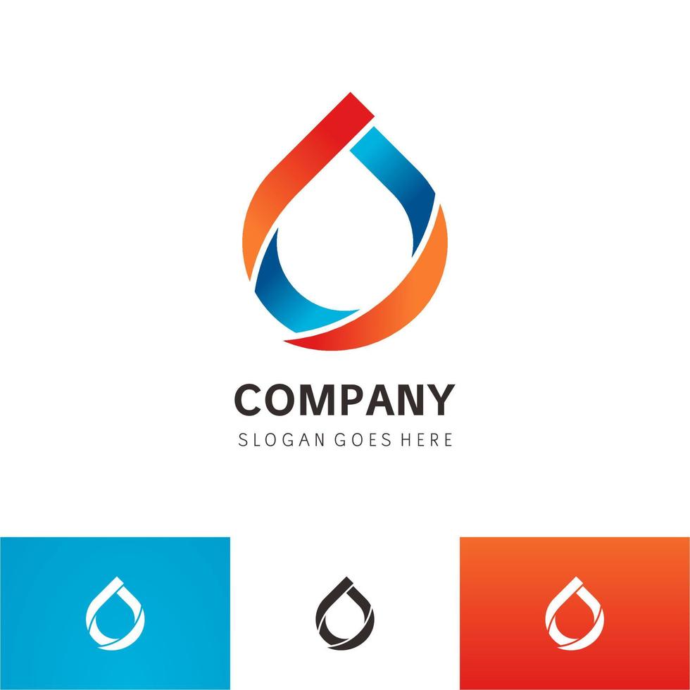 moderne stijl brand vlam water logo sjabloon vector pictogram olie gas en energie logo concept