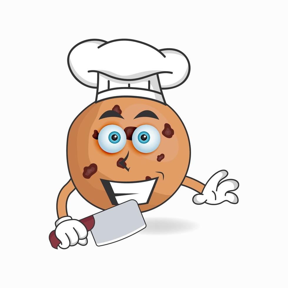 het karakter van de koekjesmascotte wordt een chef-kok. vector illustratie