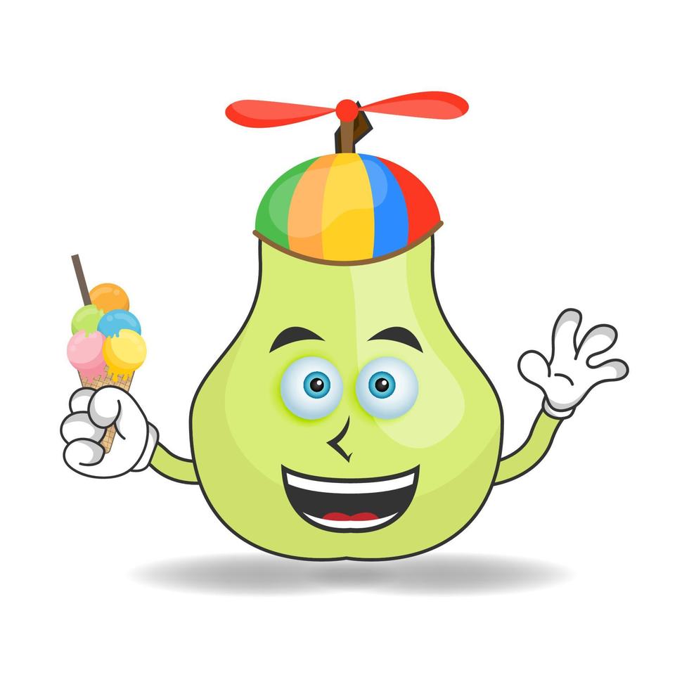 guave mascotte karakter met guave en kleurrijke hoed. vector illustratie