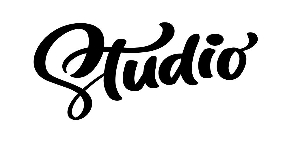 Vector hand getrokken belettering woord studio. Elegant modern handgeschreven kalligrafiecitaat op Engels. Inkt illustratie. Typografie poster op witte achtergrond. Voor kaarten, uitnodigingen, afdrukken enz