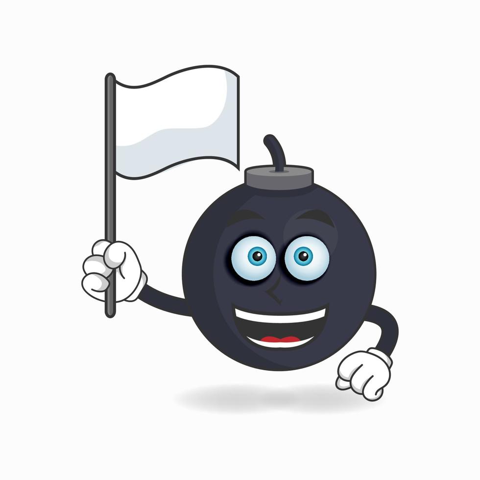 boom mascotte karakter met een witte vlag. vector illustratie