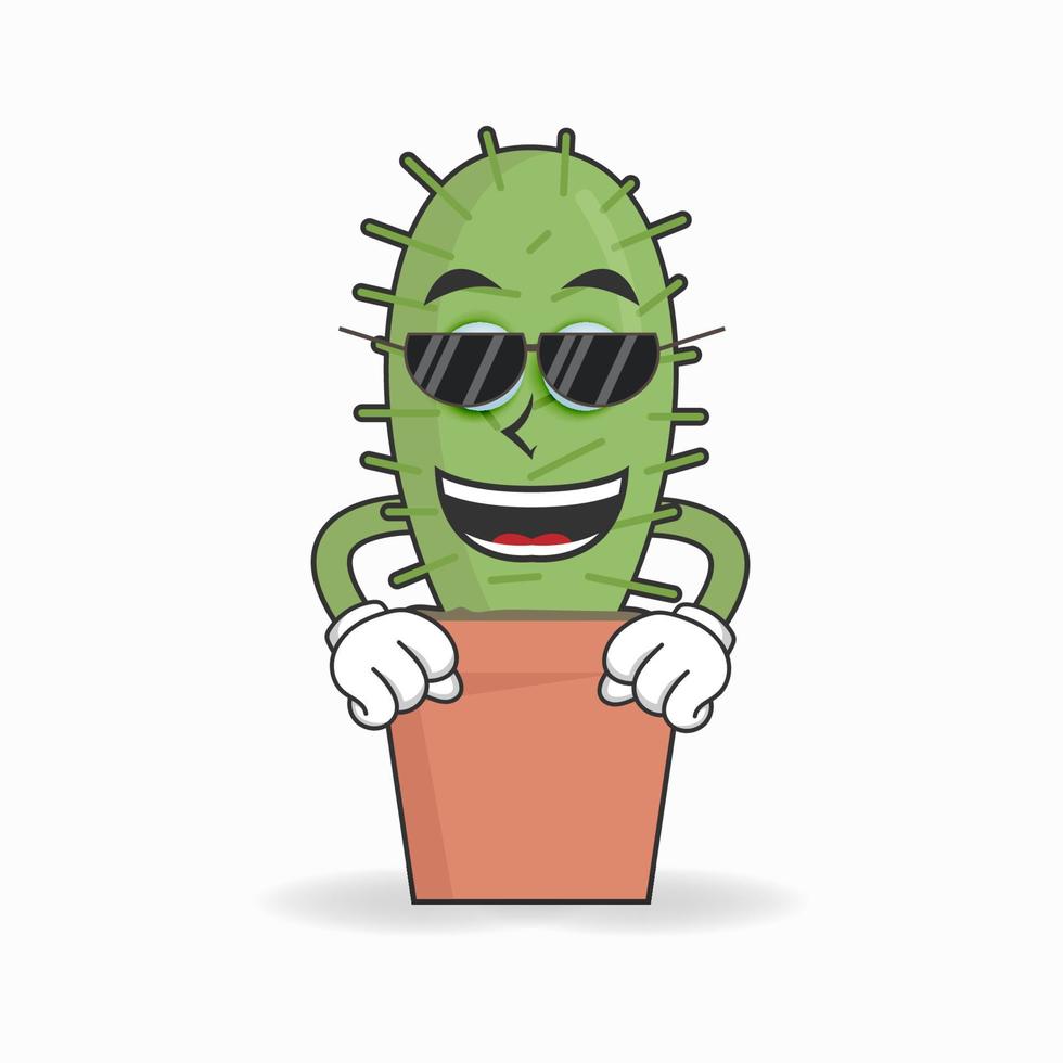 cactus mascotte karakter met zonnebril. vector illustratie