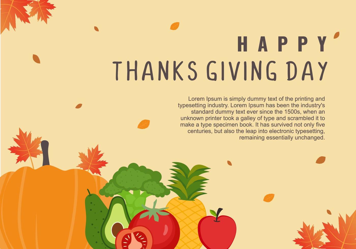 Thanksgiving-bericht met verzameling herfstpompoenen en fruit vector