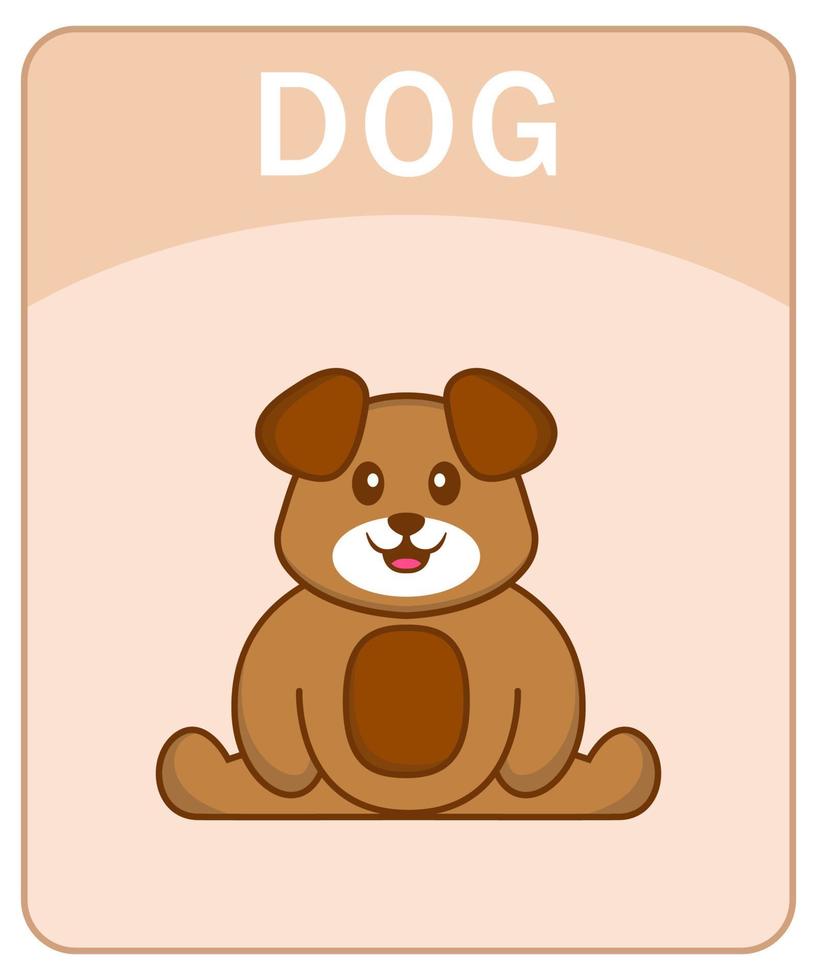 alfabet flashcard met schattige hond stripfiguur. vector