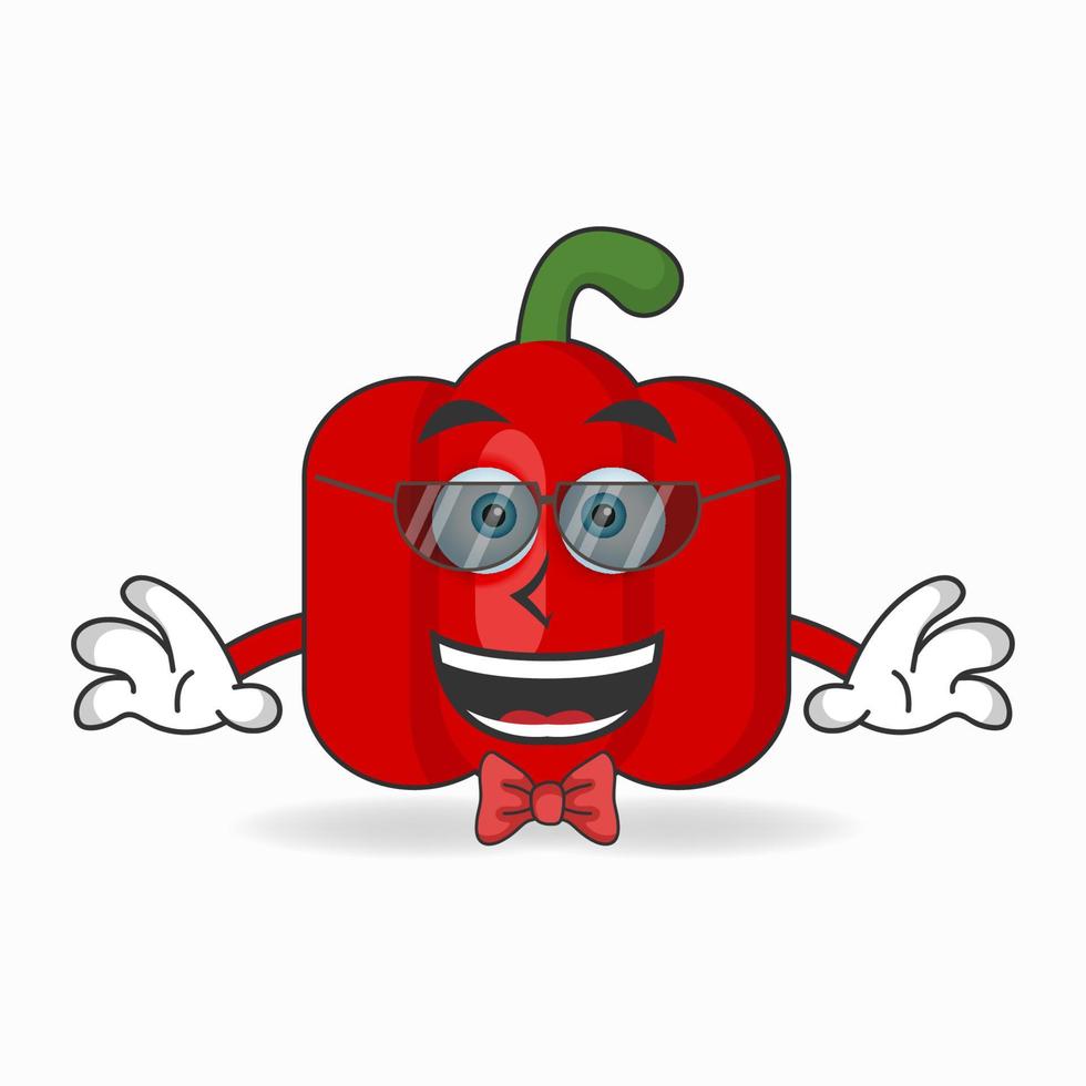 het karakter van de rode paprika-mascotte wordt een zakenman. vector illustratie