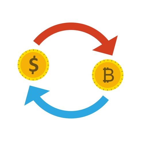 Wissel Bitcoin met Dollar Vector Icon