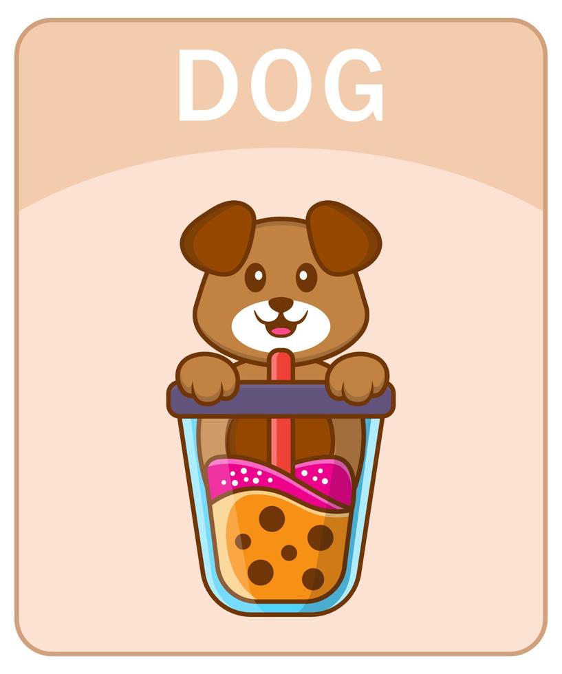 alfabet flashcard met schattige hond stripfiguur. vector