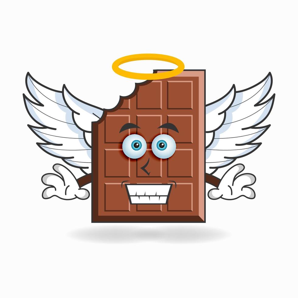 chocolade mascotte karakter gekleed als een engel. vector illustratie