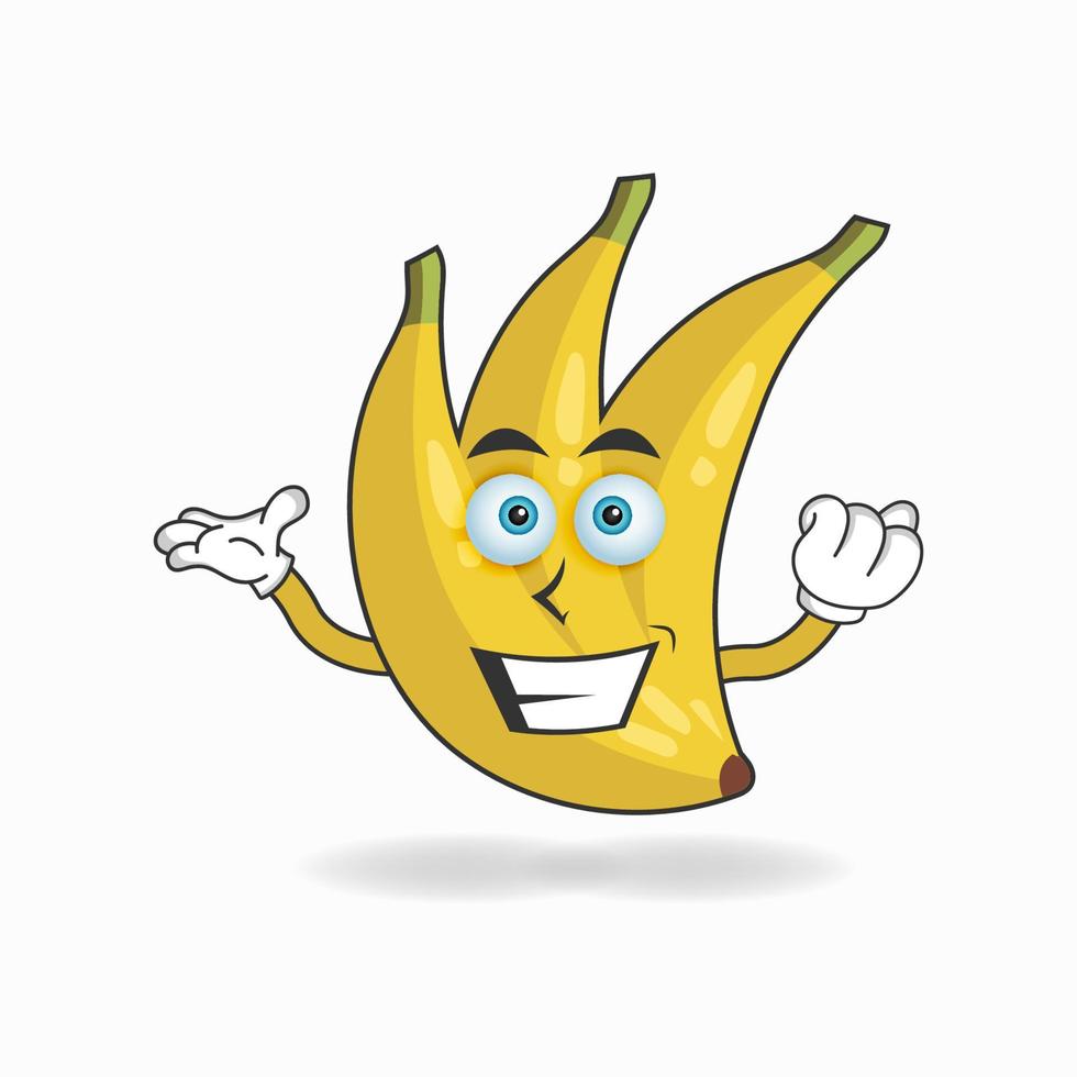 banaan mascotte karakter met glimlach expressie. vector illustratie