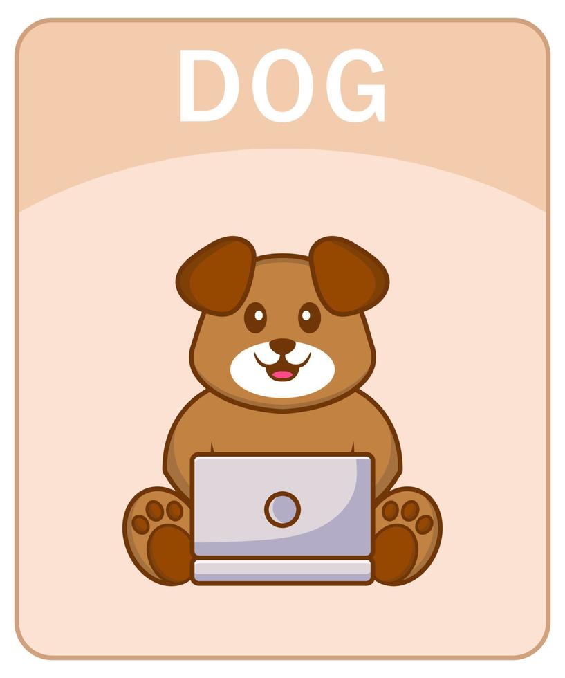 alfabet flashcard met schattige hond stripfiguur. vector