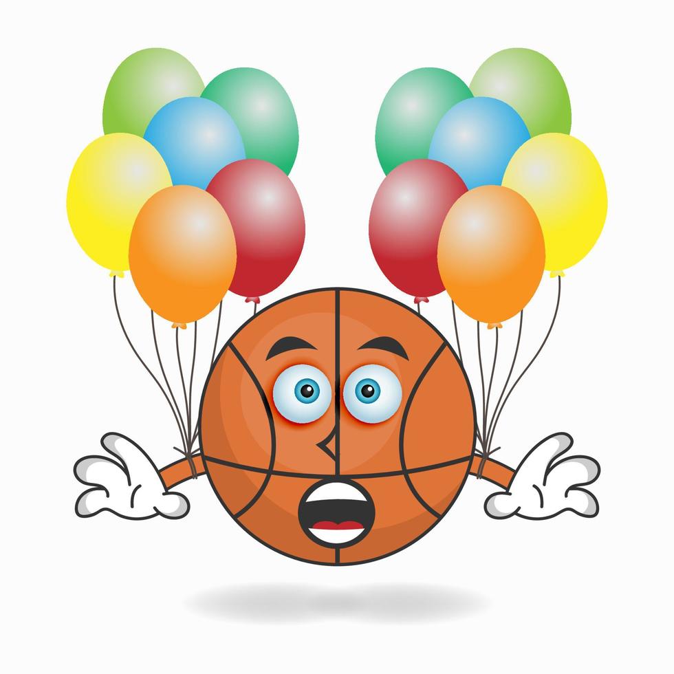 basketbal mascotte karakter met een ballon. vector illustratie