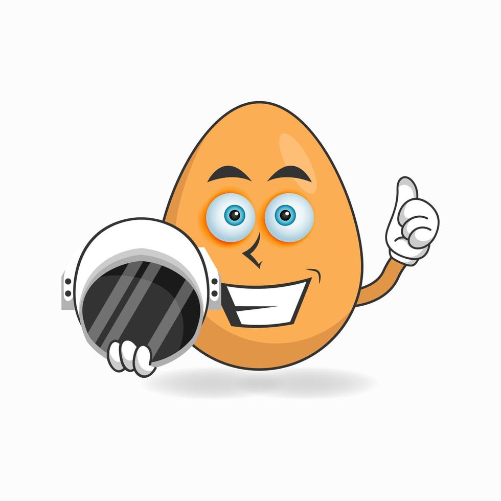 het karakter van de eiermascotte wordt een astronaut. vector illustratie