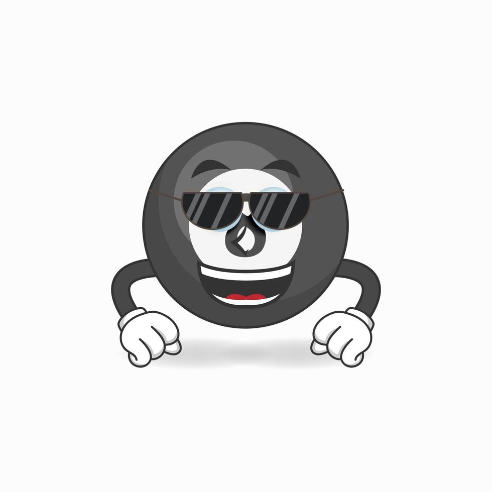 biljartbal mascotte karakter met zonnebril. vector illustratie