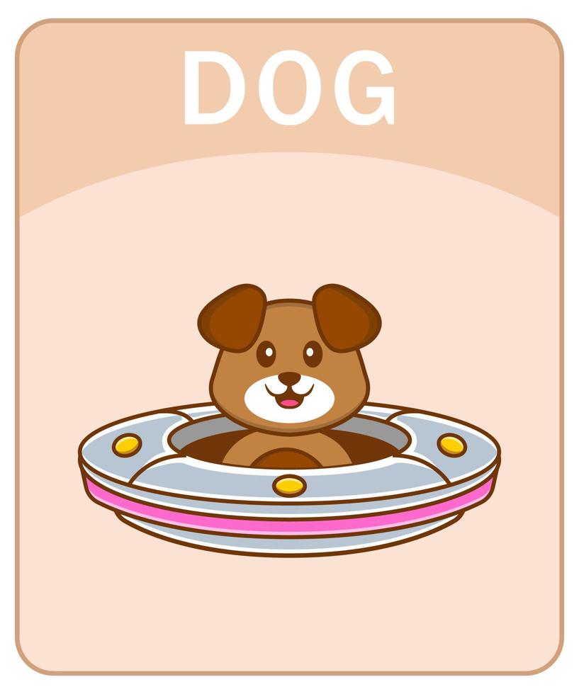 alfabet flashcard met schattige hond stripfiguur. vector