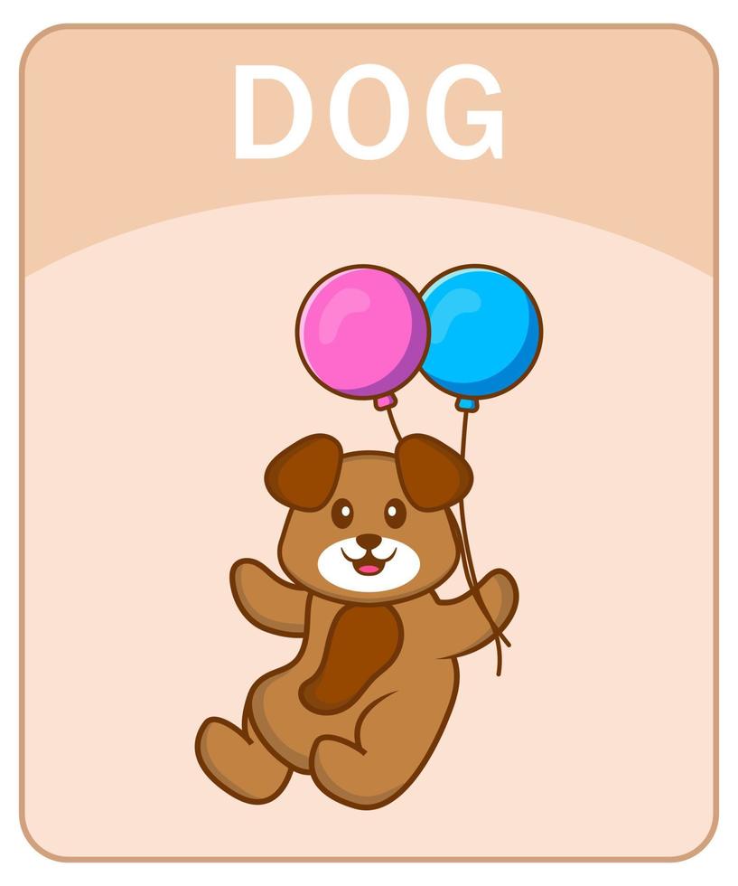 alfabet flashcard met schattige hond stripfiguur. vector