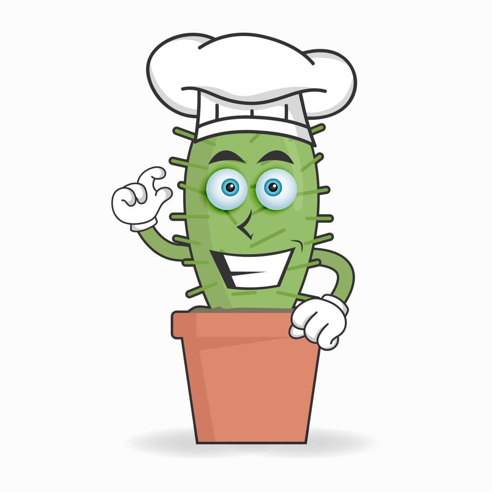 het karakter van de cactusmascotte wordt een chef-kok. vector illustratie