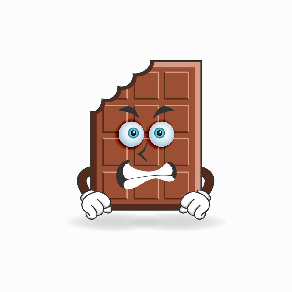 chocolade mascotte karakter met boze uitdrukking. vector illustratie