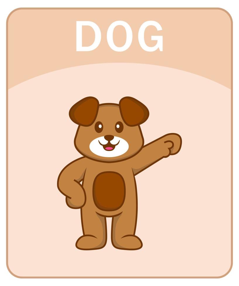 alfabet flashcard met schattige hond stripfiguur. vector