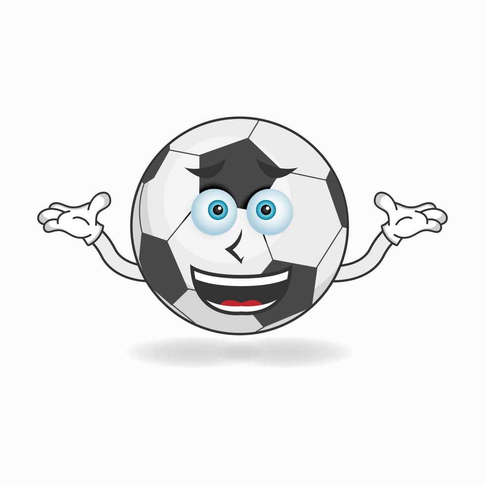 voetbal mascotte karakter met een verwarde uitdrukking. vector illustratie