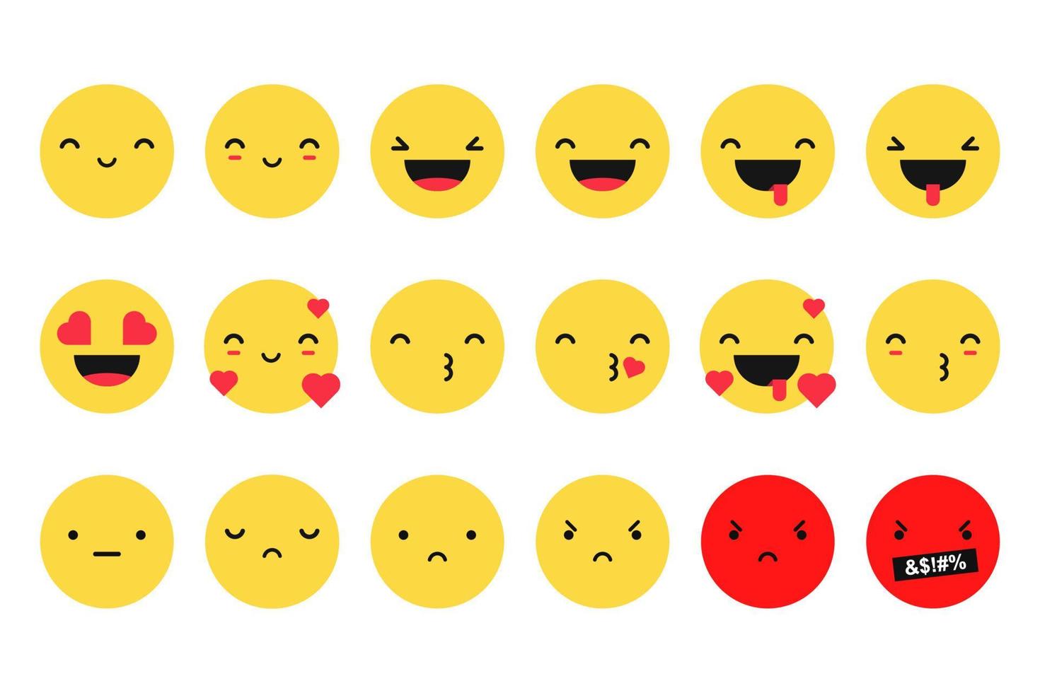 emoji verschillende emoties set pictogrammen. vectorillustratie in plat ontwerp vector