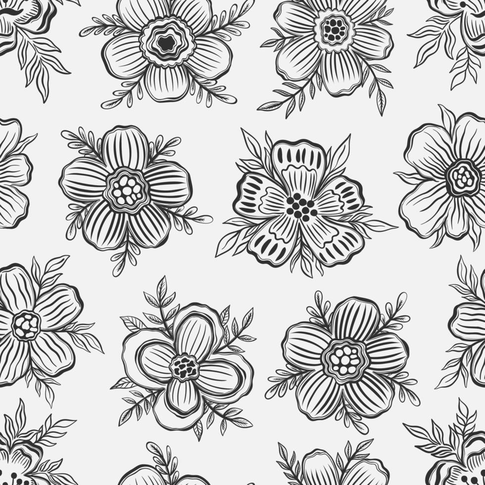 naadloze patroon bloemen overzicht hand draw.botanical plant bloem design. vector