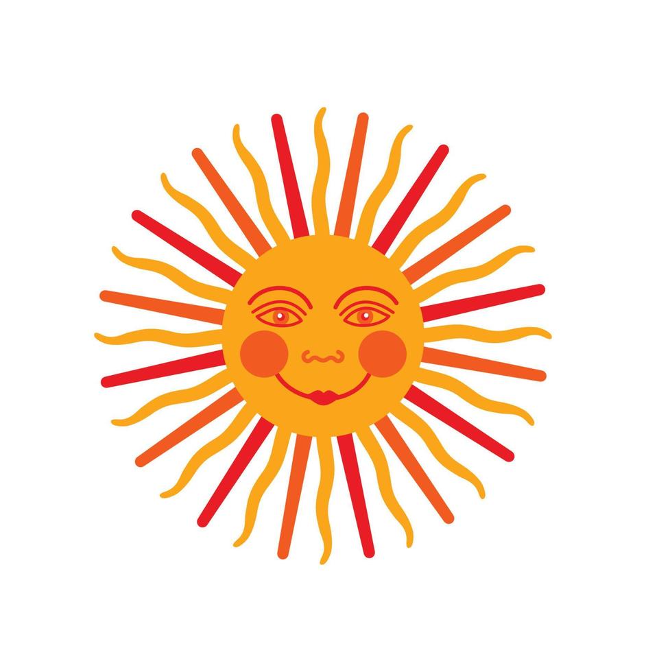 vintage decoratieve illustratie. vector Slavische zon etnische zonne-symbool. folk ollustration icoon. middeleeuwse zon met gezicht om af te drukken. astrologische illustratie.