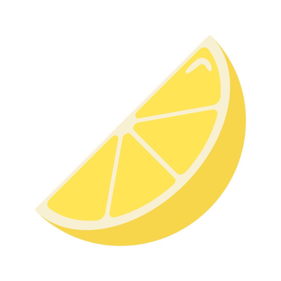 rijp schijfje citroen. vlakke stijl. stuk citroenfruit icoon voor logo, menu, stickers, prints, voedselpakketontwerp vector
