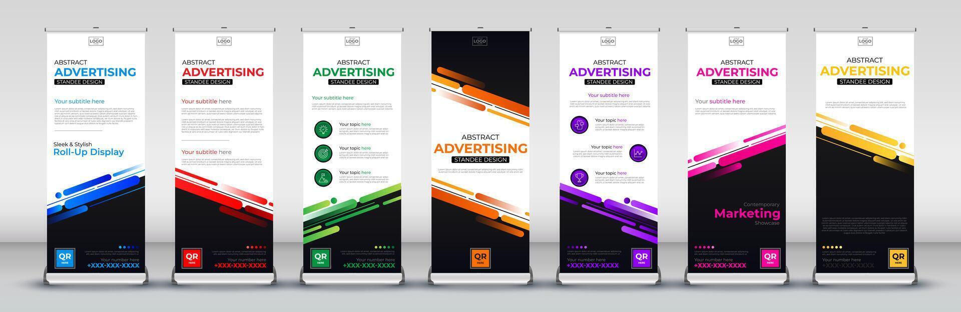 verticaal modern abstract bedrijf rollen omhoog banier ontwerp uithangbord reclame sjabloon vector X banier en straat bedrijf vlag van gemak lay-out