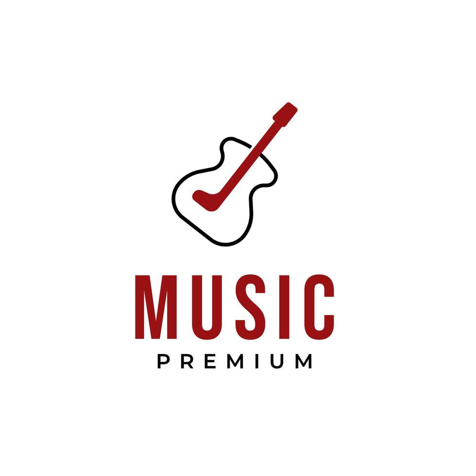 golf stok met muziek- lied gitaar logo ontwerp concept vector illustratie symbool icoon