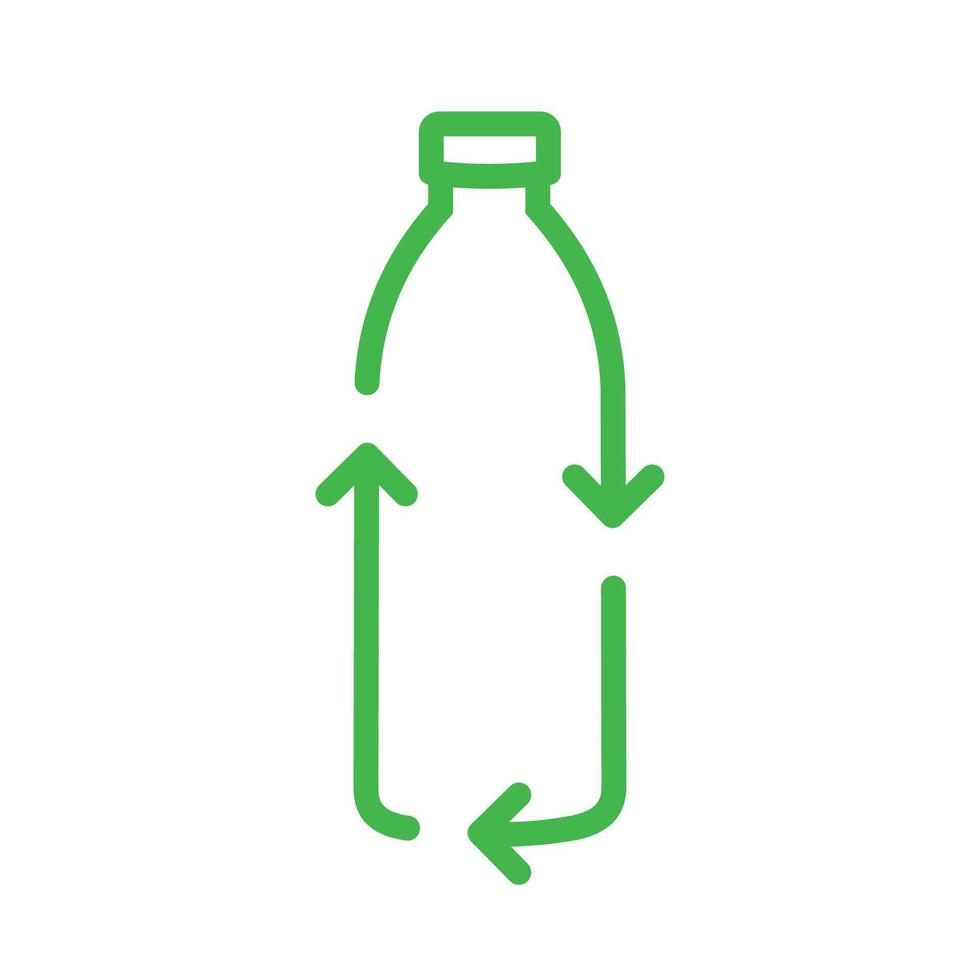 recycle plastic fles icoon. fles met recycle symbool. vector schets icoon