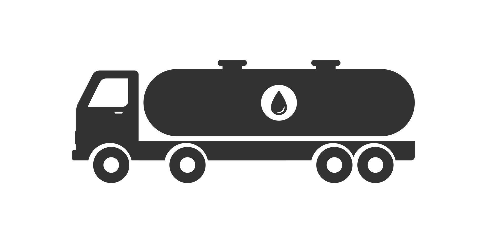 tank vrachtauto icoon. benzine brandstof vrachtwagen. water of brandstof vrachtauto silhouet vector icoon.