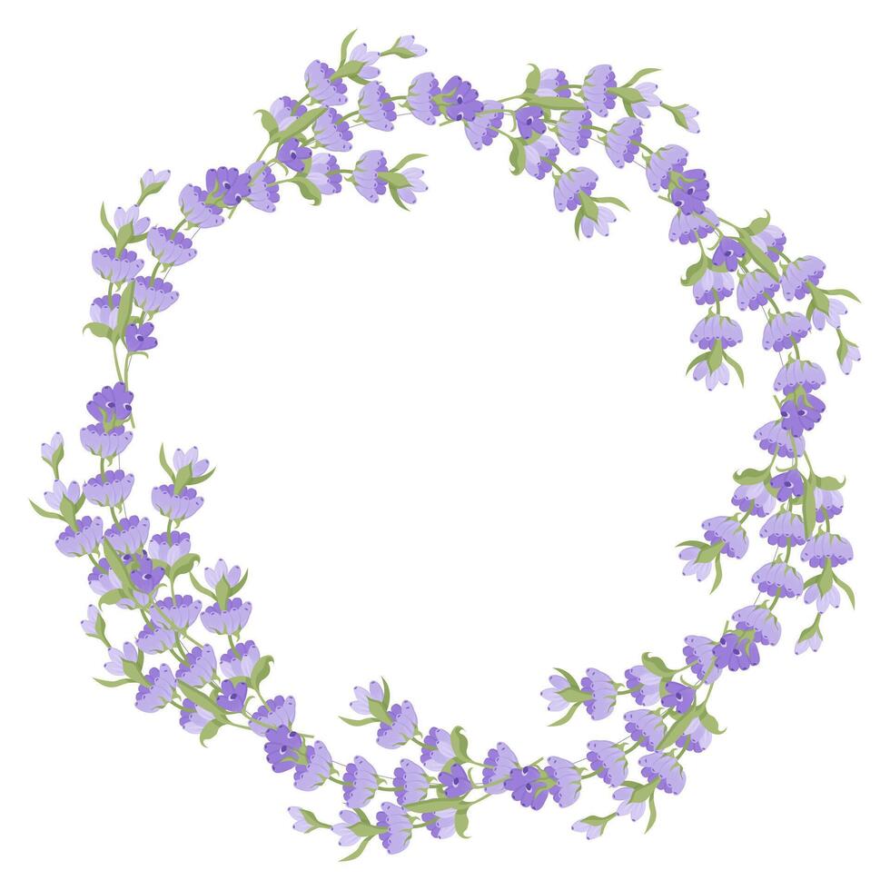 krans van lavendel bloemen. element van Purper delicaat bloemen voor uw ontwerp. vector illustratie geïsoleerd Aan wit achtergrond.