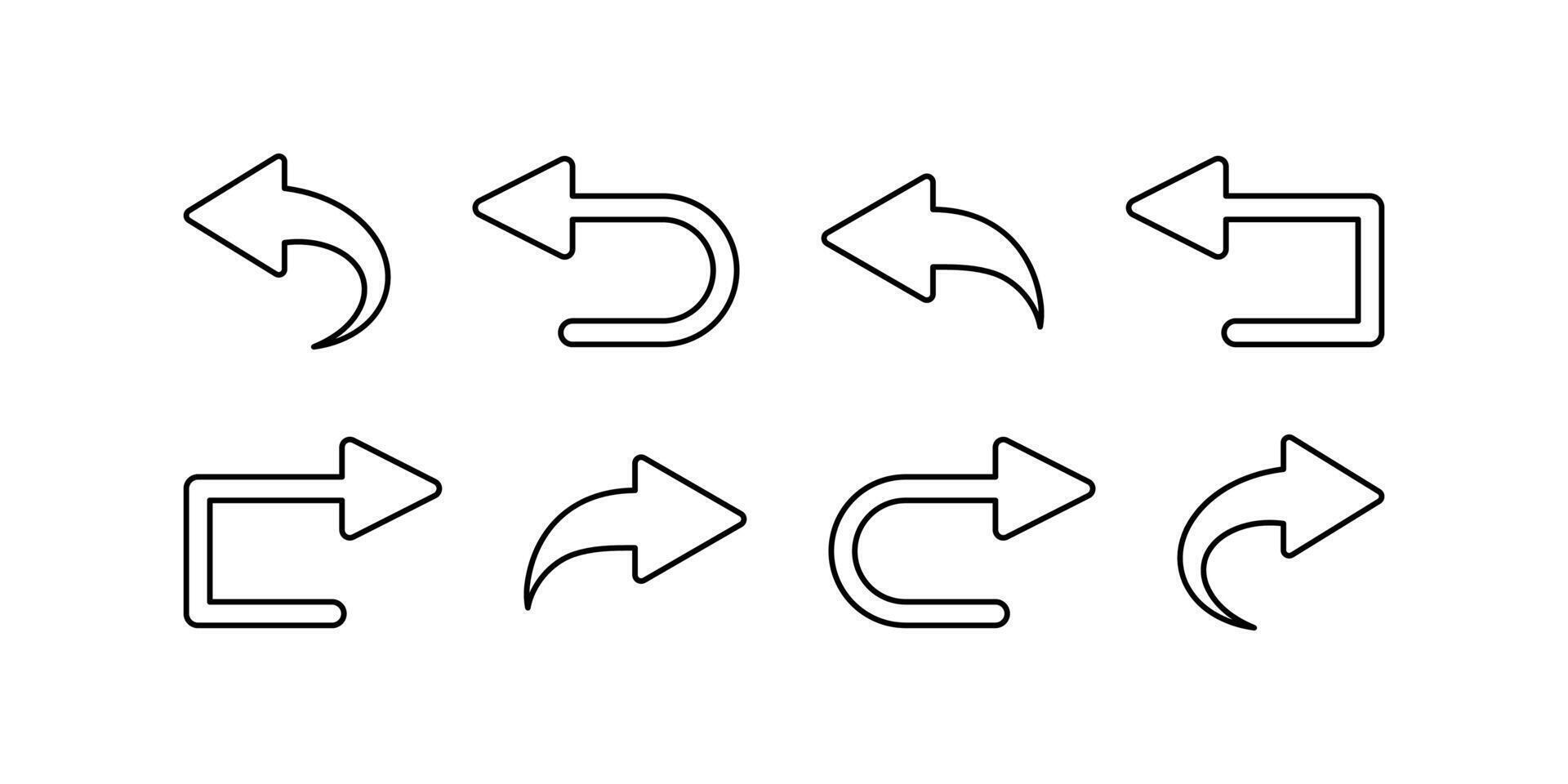 kromme pijlen pictogrammen set. vector pictogrammen