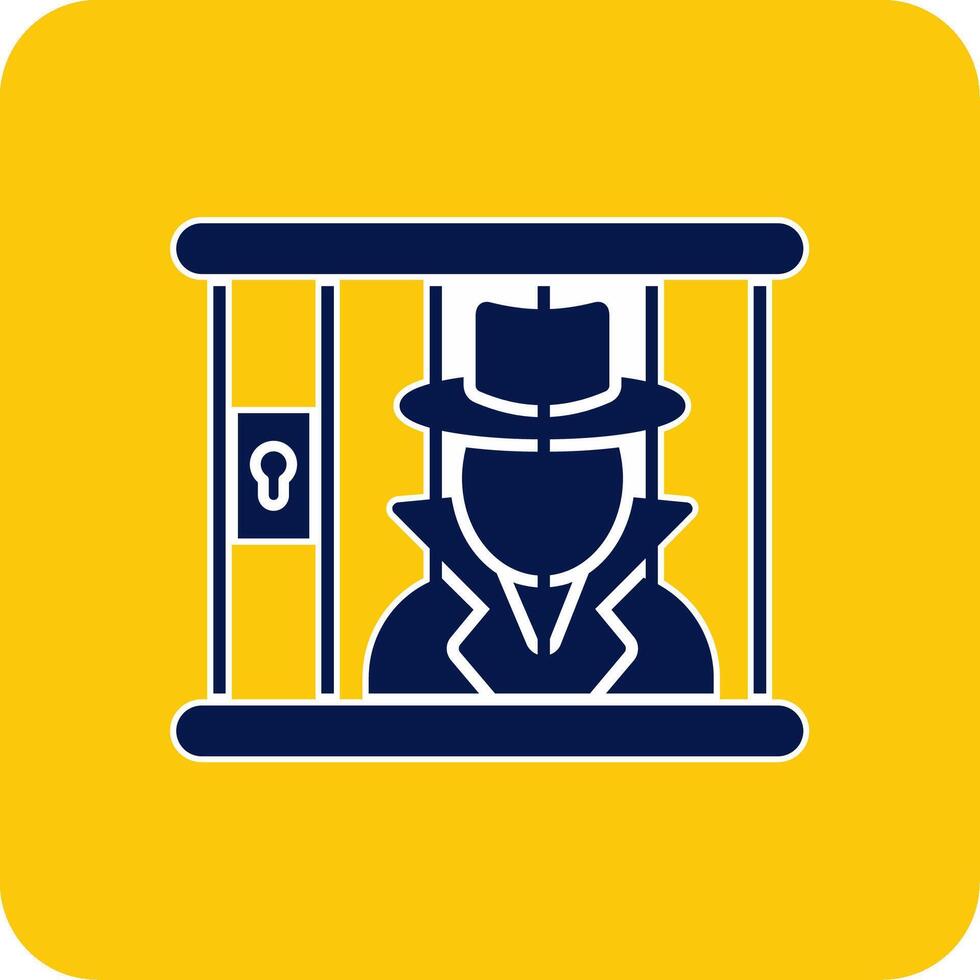 crimineel achter bars glyph plein twee kleur icoon vector