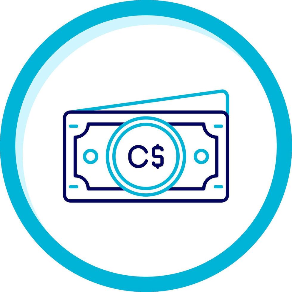 Canadees dollar twee kleur blauw cirkel icoon vector