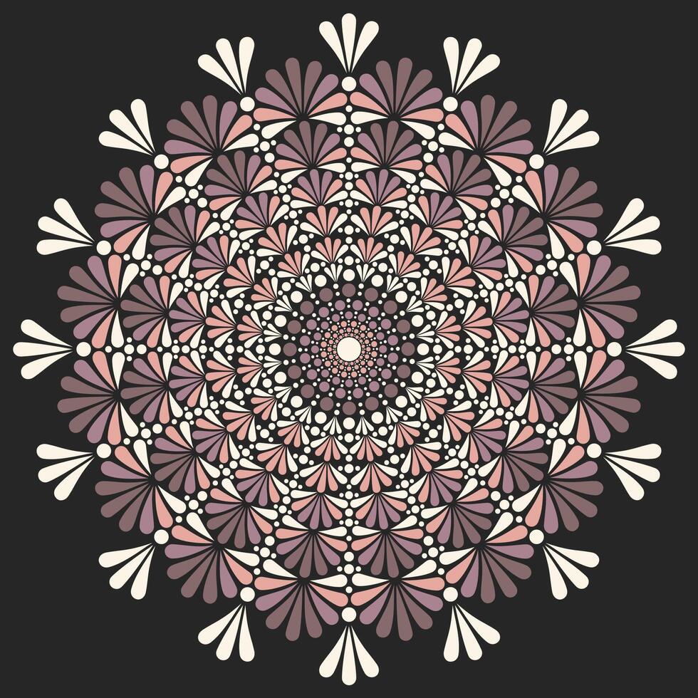 bloem mandala punt schilderij met zwart achtergrond. vector