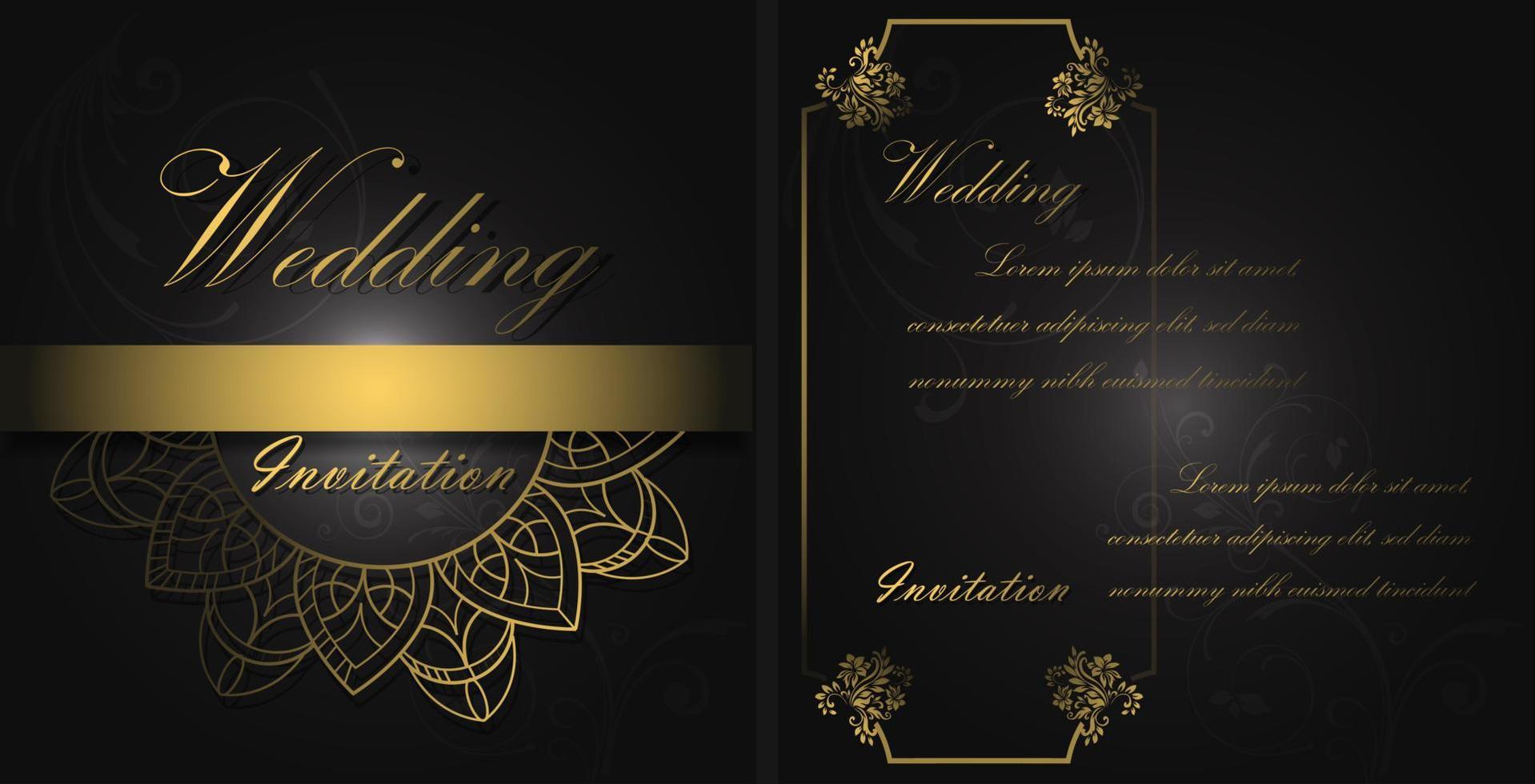 luxe gouden bruiloft uitnodigingskaartsjabloon vector