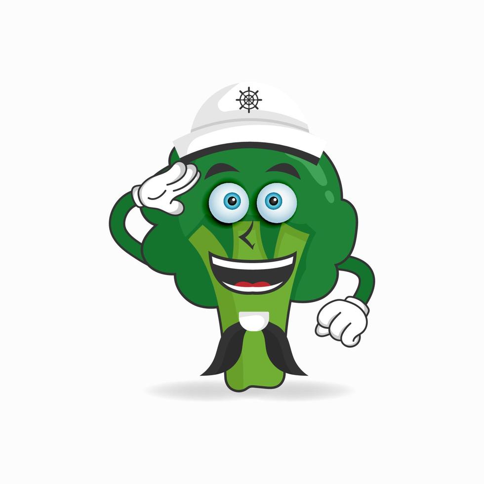 het karakter van de broccoli-mascotte wordt een zeeman. vector illustratie