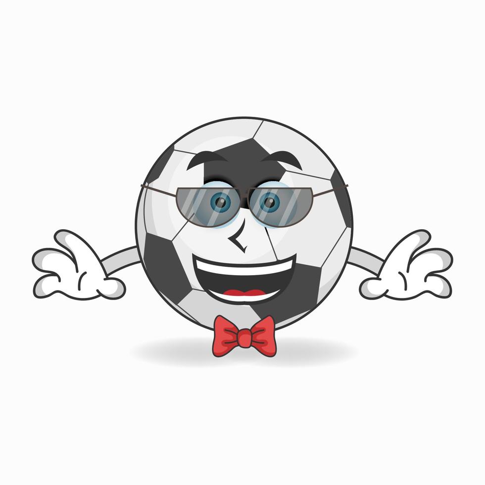 het karakter van de voetbalbalmascotte wordt een zakenman. vector illustratie