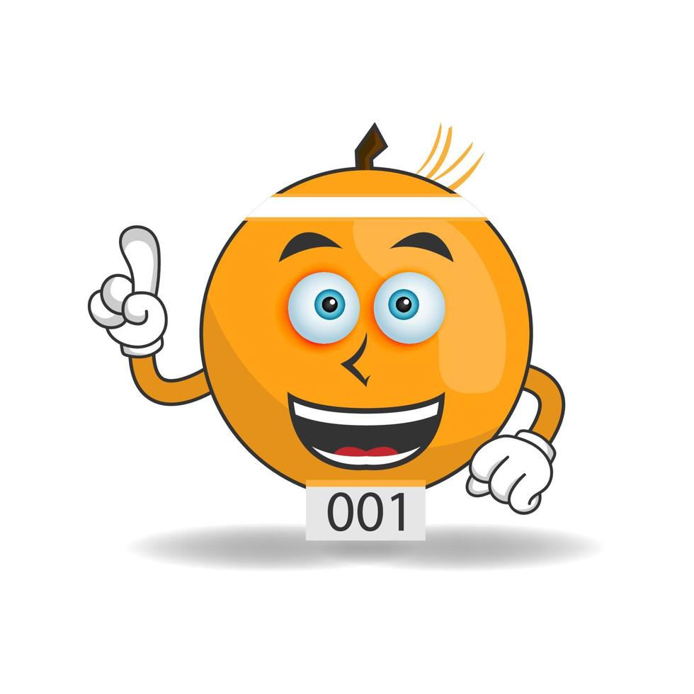het oranje mascottekarakter wordt een lopende atleet. vector illustratie