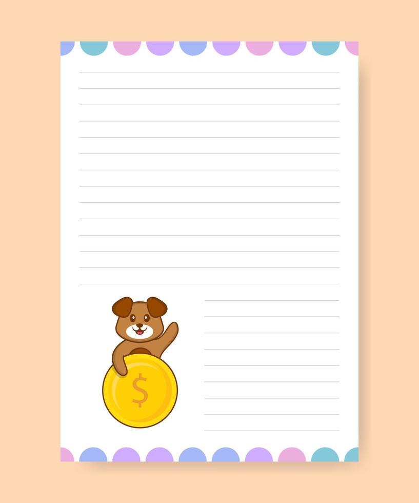 plannerpagina en takenlijst met schattige hond. cartoon vectorillustratie. vector