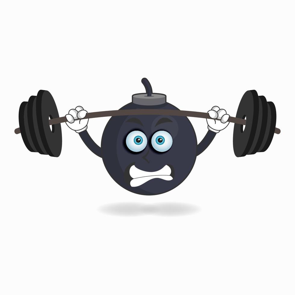 boom mascotte karakter met fitnessapparatuur. vector illustratie