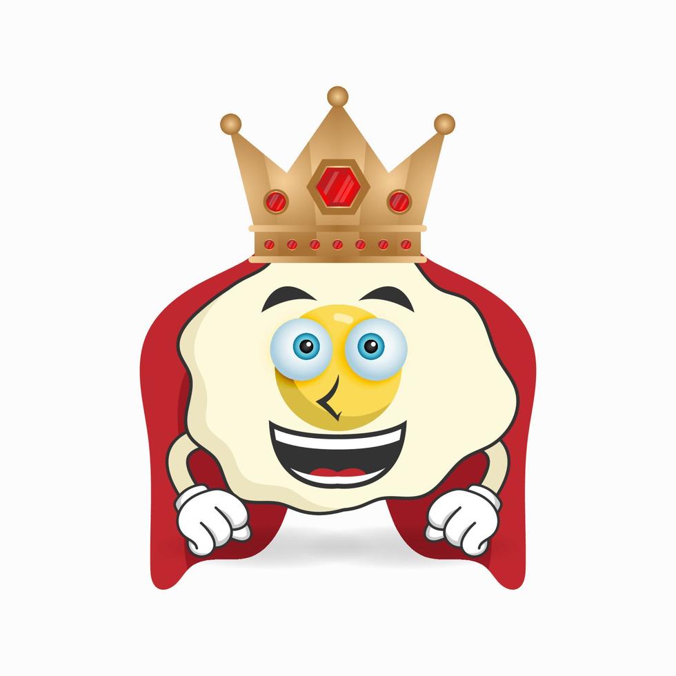 het karakter van de eiermascotte wordt een koning. vector illustratie